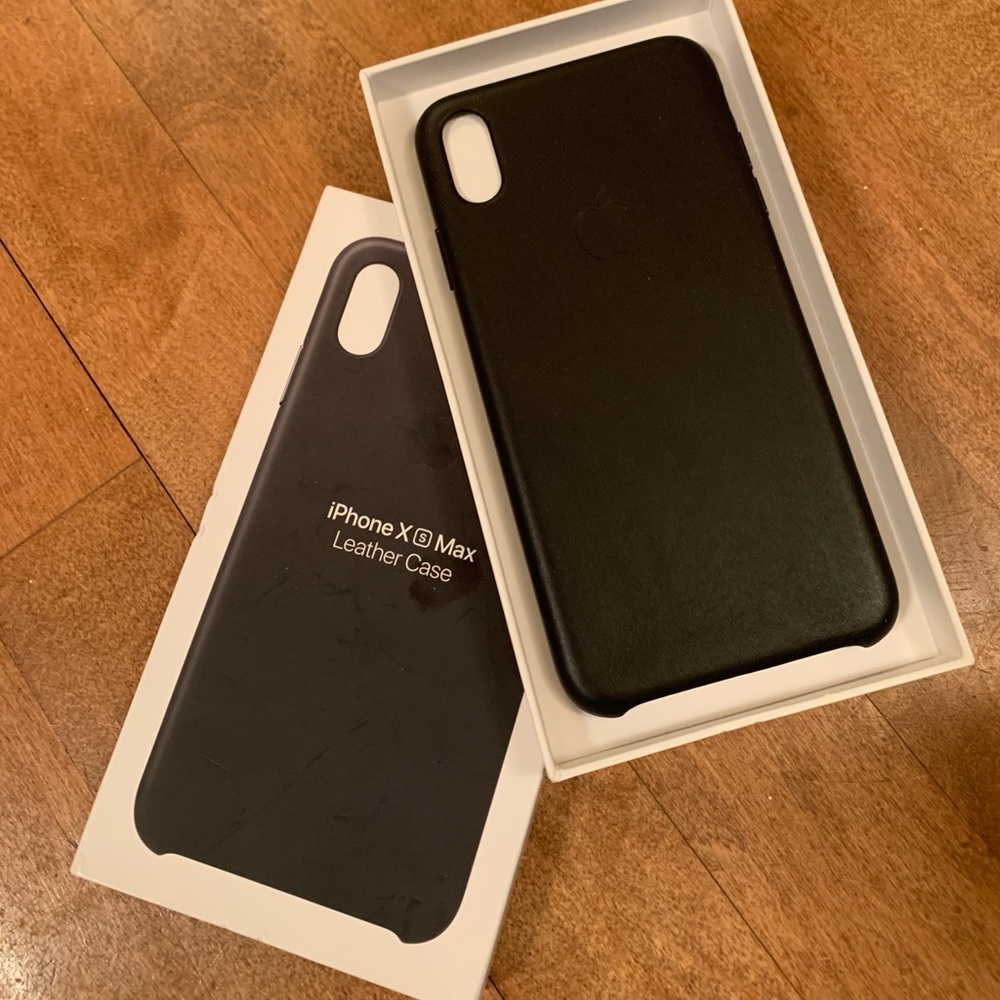 iPhone 11 xs Max Black Leather Case Apple LOGO